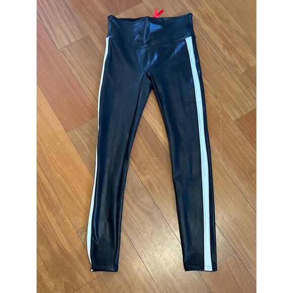 Spanx Faux Leather White Side Stripe Leggings - Picture 2 of 7